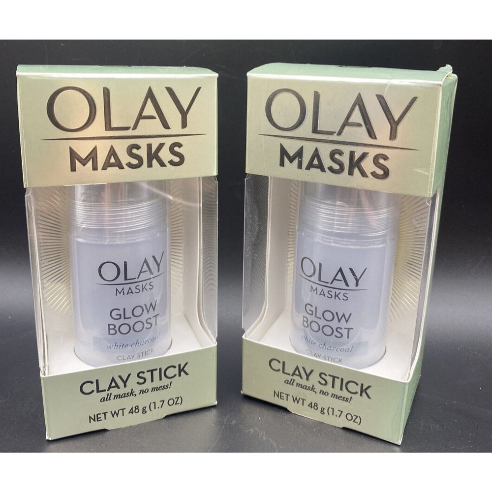 Lot of 2 Olay Masks Glow Boost Clay Stick Facial Mask 1.7 oz/48g New in Box